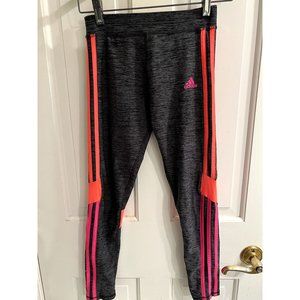 Adidas youth girls medium 10/12 pink heather grey leggings athletic leggings